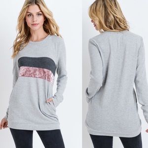 NWT Gray with crush velvet stripe